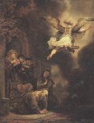 REMBRANDT Harmenszoon van Rijn The angel leaving Tobit and his family (mk33) oil painting on canvas